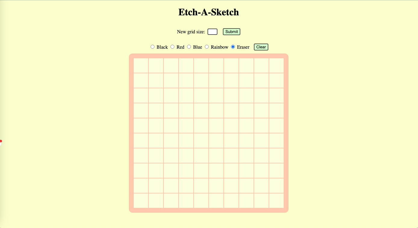 Etch-A-Sketch created via HTML, CSS and JavaScript