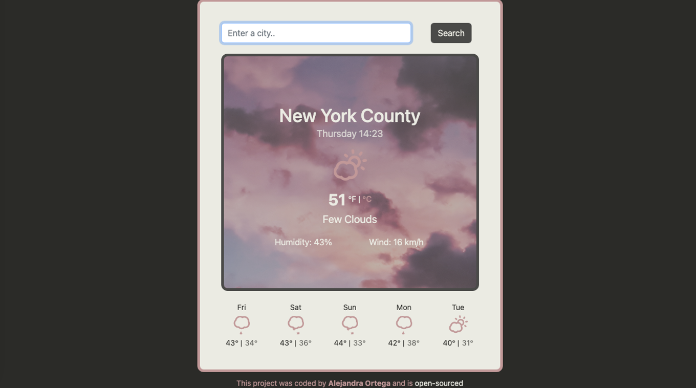 React Weather App using a weather API