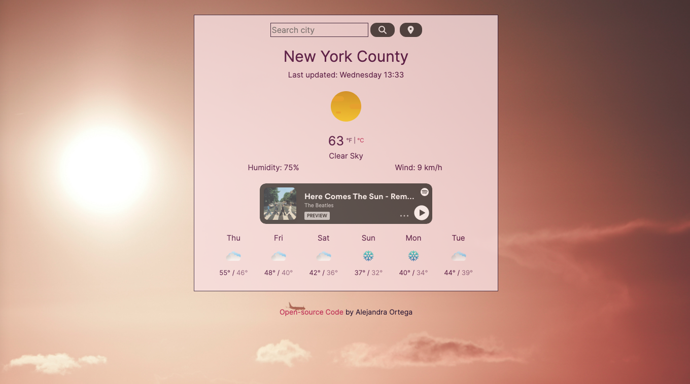 Weather app created using HTML, CSS and JavaScript